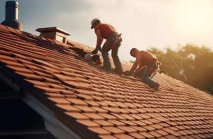 Workers working on the roof